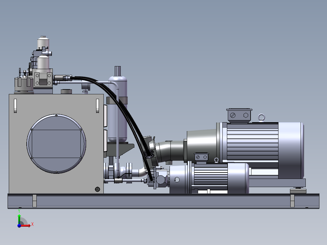 车间平板车液压站前视图