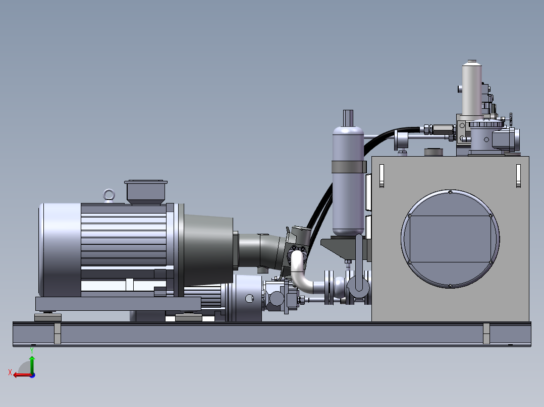 车间平板车液压站后视图