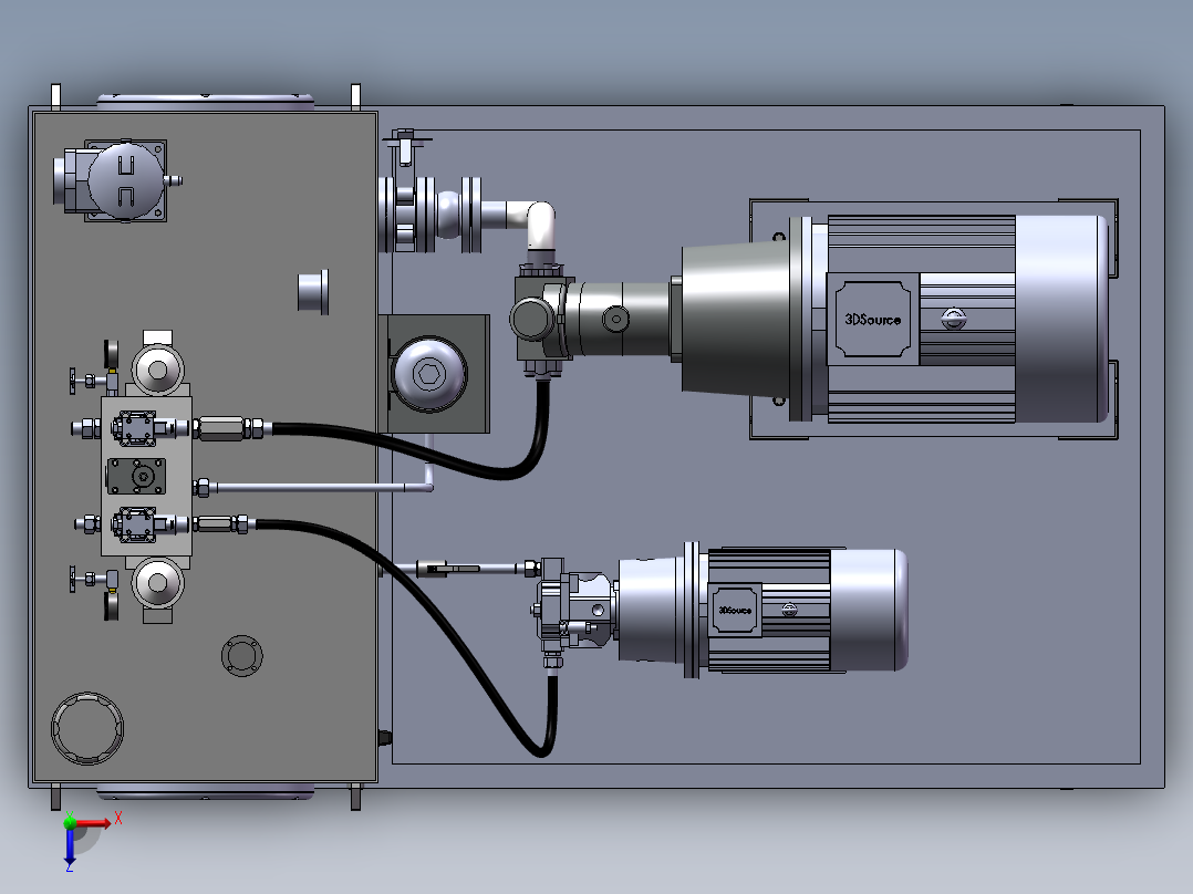 车间平板车液压站俯视图