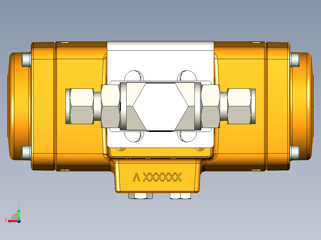 2通球阀，Parker B系列，带EL-O-Matic F0040M气动执行机构，弹簧复位后视图