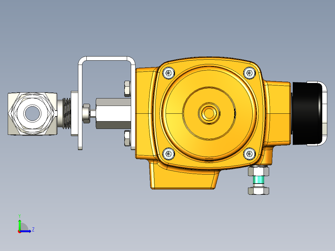 2通球阀，Parker B系列，带EL-O-Matic F0040M气动执行机构，弹簧复位左视图