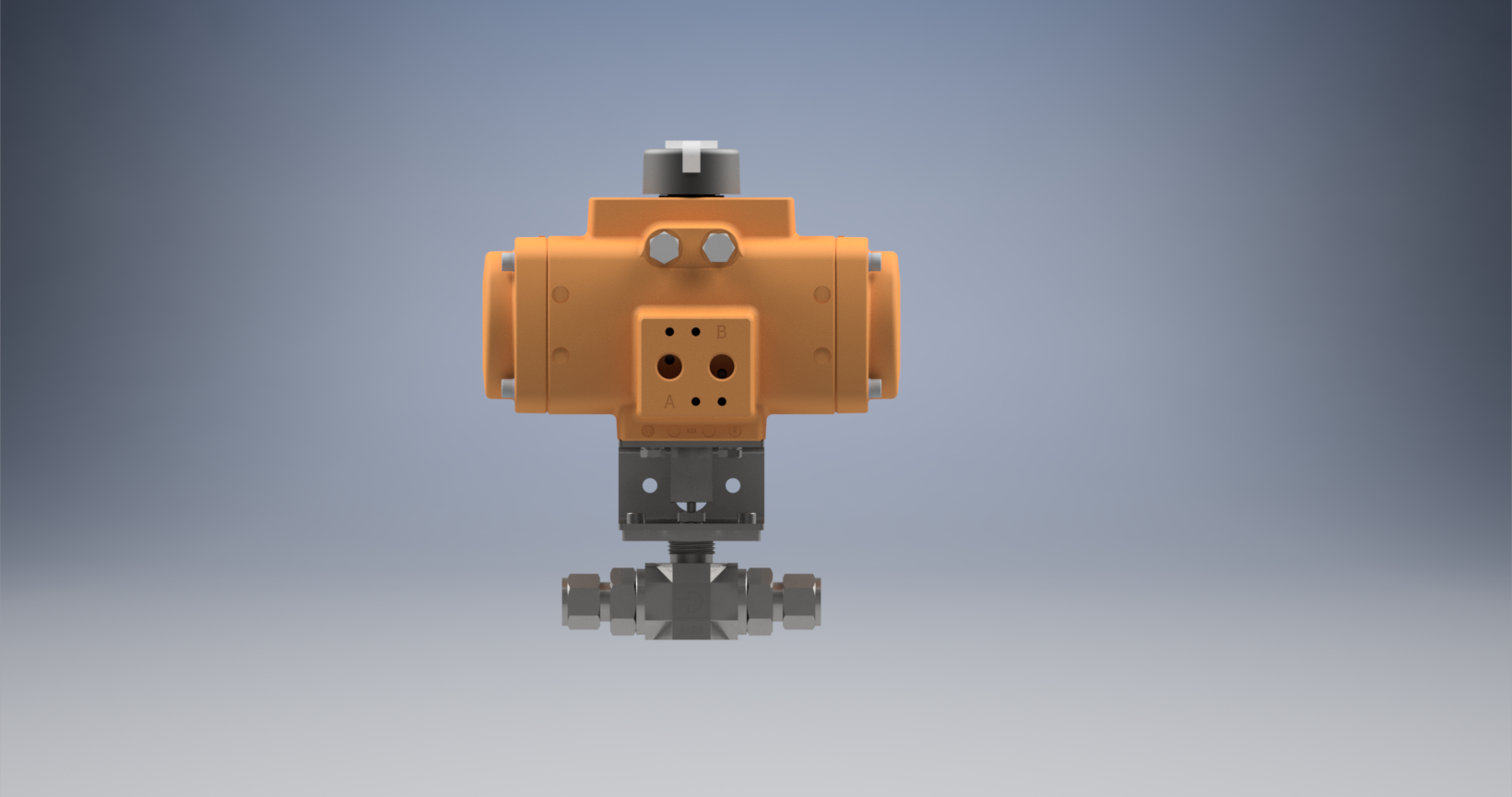 2通球阀，Parker B系列，带EL-O-Matic F0040M气动执行机构，弹簧复位