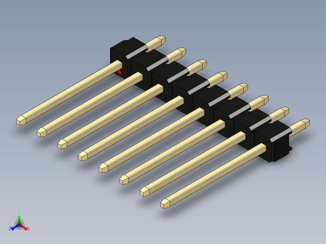 彩色公头100mil（2.54mm）系列-DS1021_black_1x08p_100mil_Type5_rev1.0正等轴测图