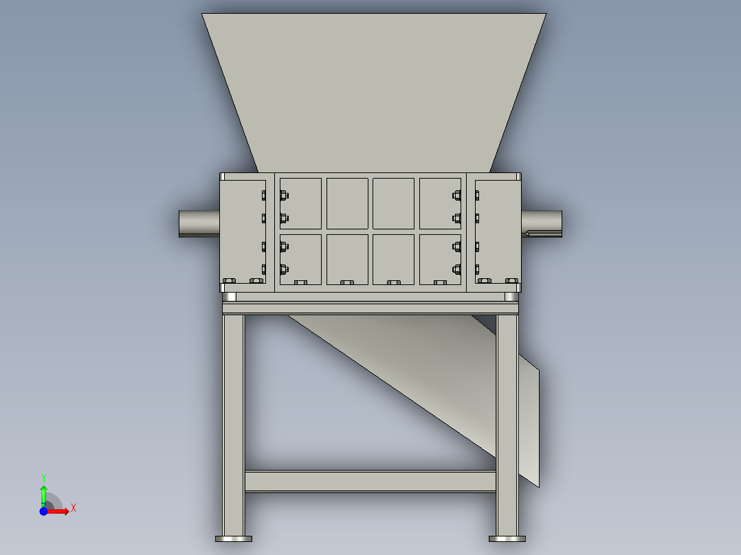 重型塑料撕碎机前视图