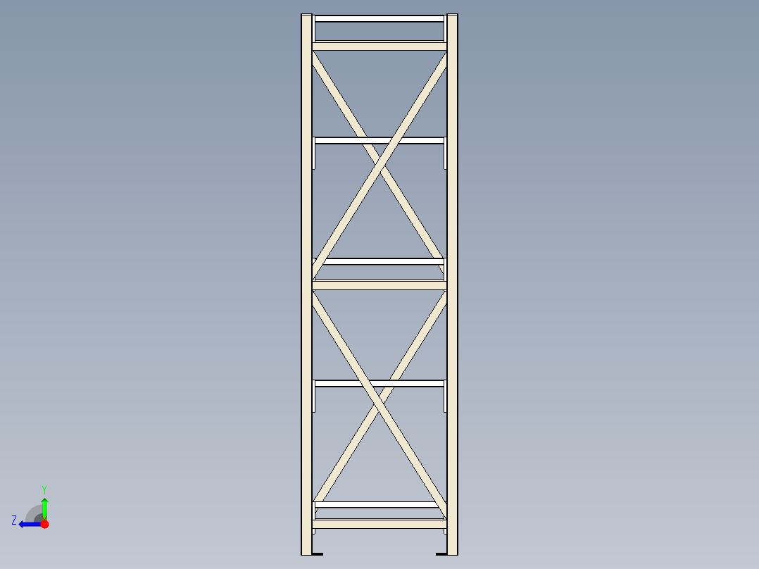 中型货架L2000-D500-H20400三维模型资料右视图