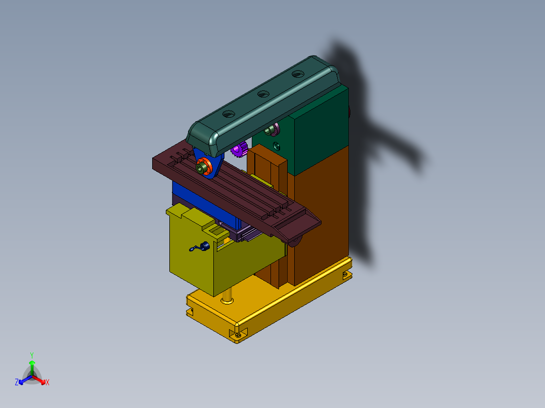 万能大行程机械铣床正等轴测图