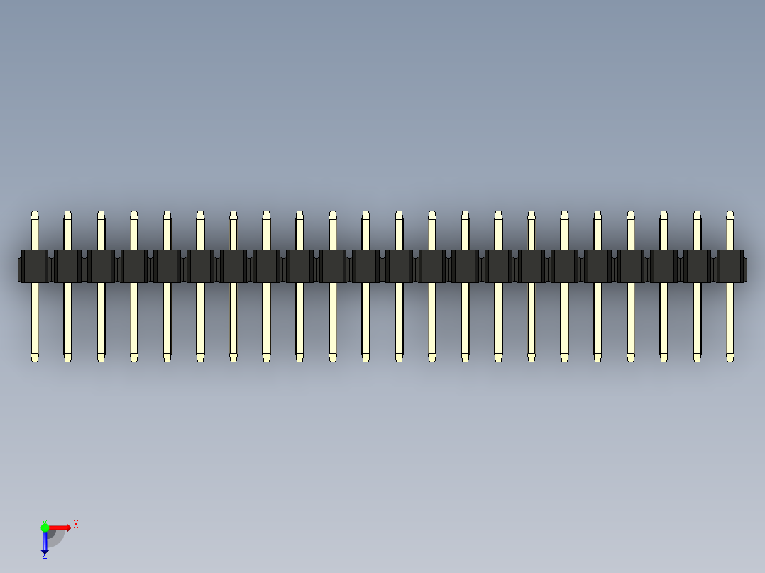 彩色公头100mil（2.54mm）系列-DS1021_black_2x22p_100mil_Type1_rev1.0俯视图