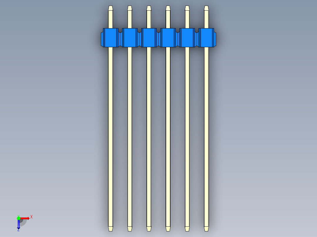彩色公头100mil（2.54mm）系列-DS1021_blue_1x06p_100mil_Type43_rev1.0俯视图