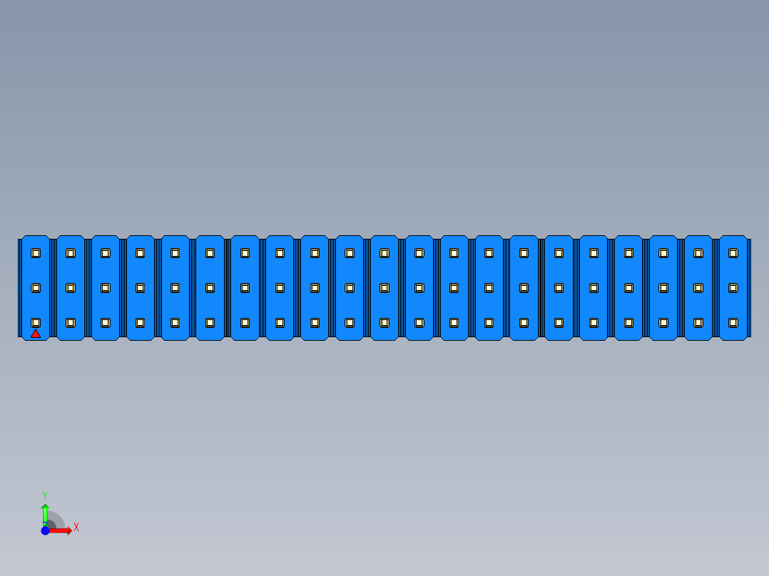 彩色公头100mil（2.54mm）系列-DS1021_blue_3x21p_100mil_Type43_rev1.0前视图