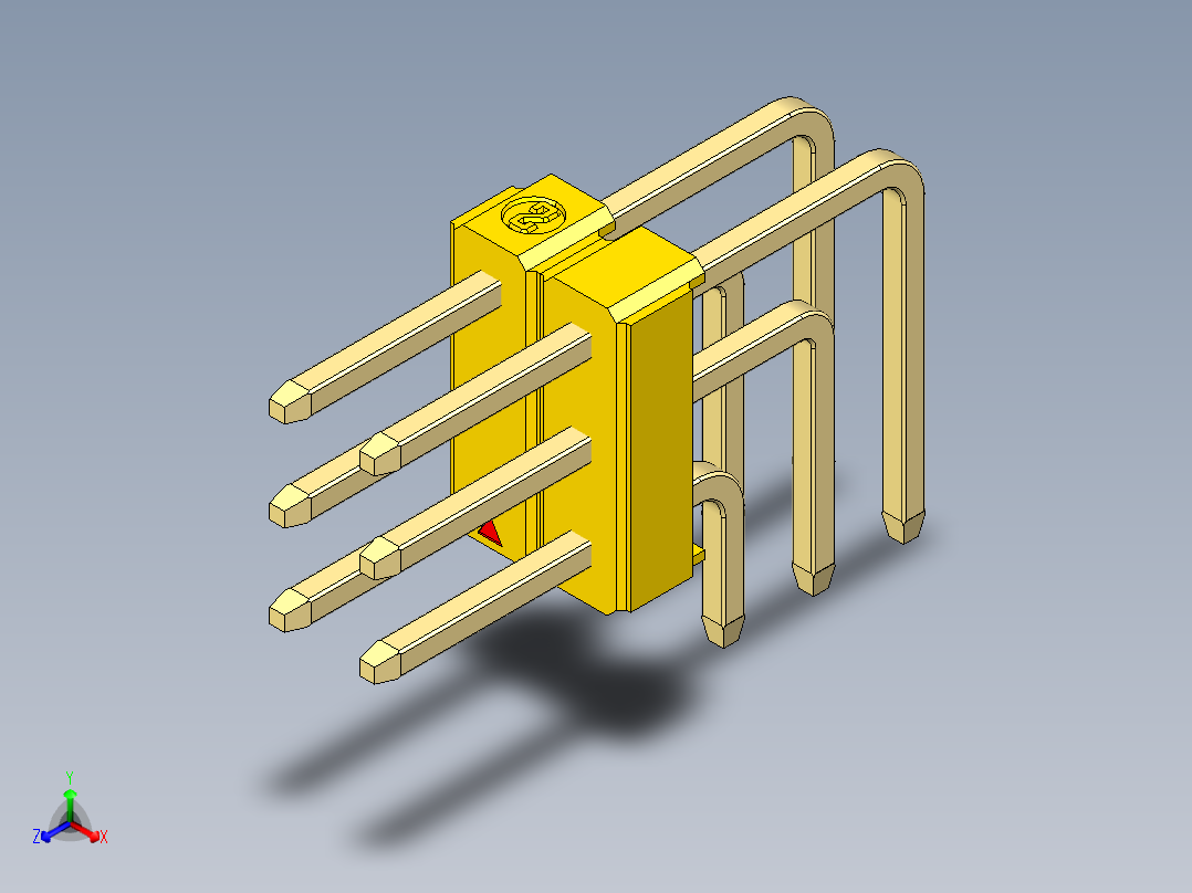 彩色公排针 100mil 2.54mm 系列-DS1022_yellow_3x02p_100mil_TypeD_rev1.0