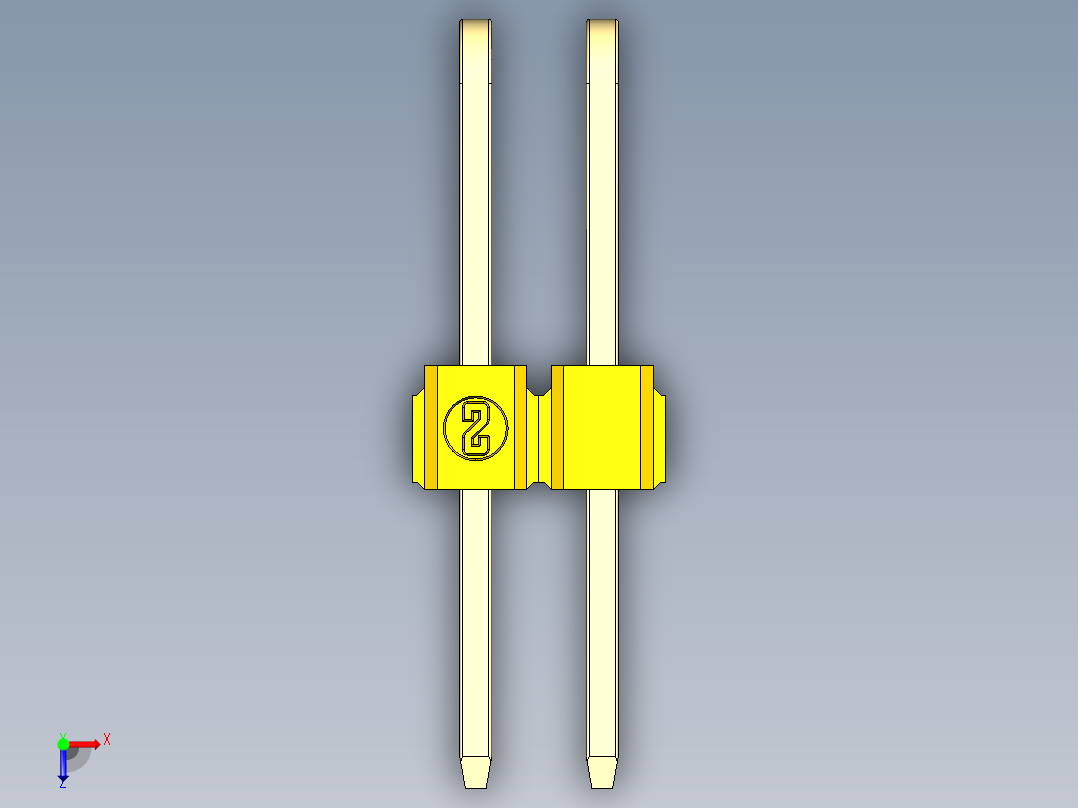 彩色公排针 100mil 2.54mm 系列-DS1022_yellow_3x02p_100mil_TypeD_rev1.0俯视图