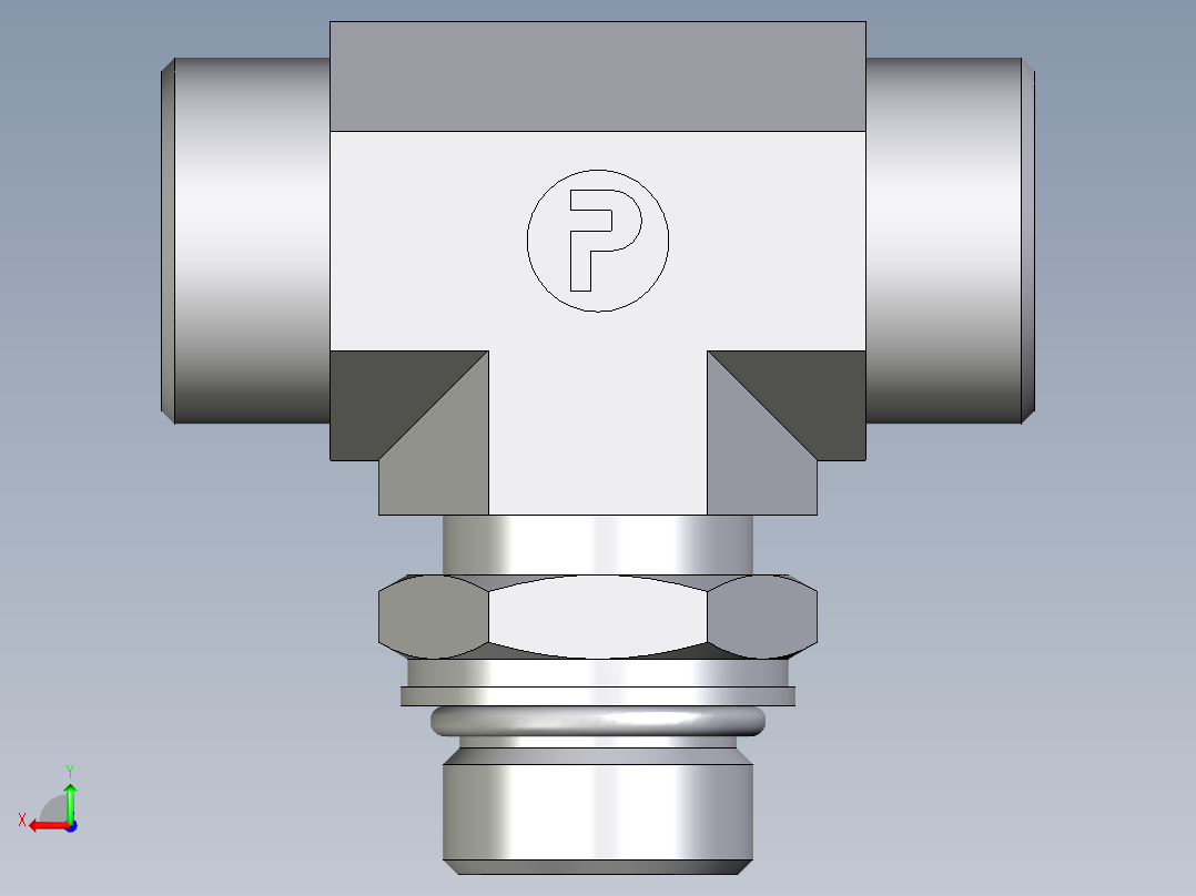 卡套式工业通用硬管接头EO_Adjustable_locknut_branch_tee_TEE18LMOROMDCF后视图
