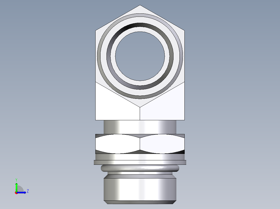 卡套式工业通用硬管接头EO_Adjustable_locknut_branch_tee_TEE18LMOROMDCF左视图