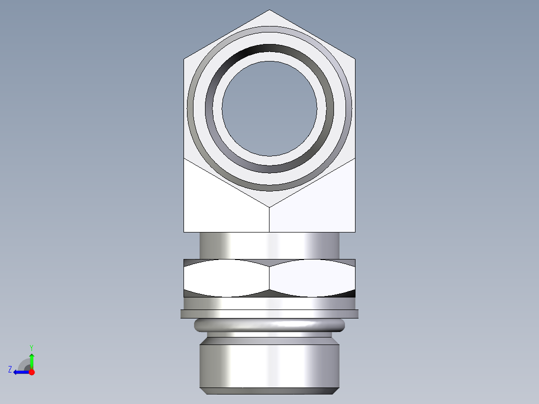 卡套式工业通用硬管接头EO_Adjustable_locknut_branch_tee_TEE18LMOROMDCF右视图