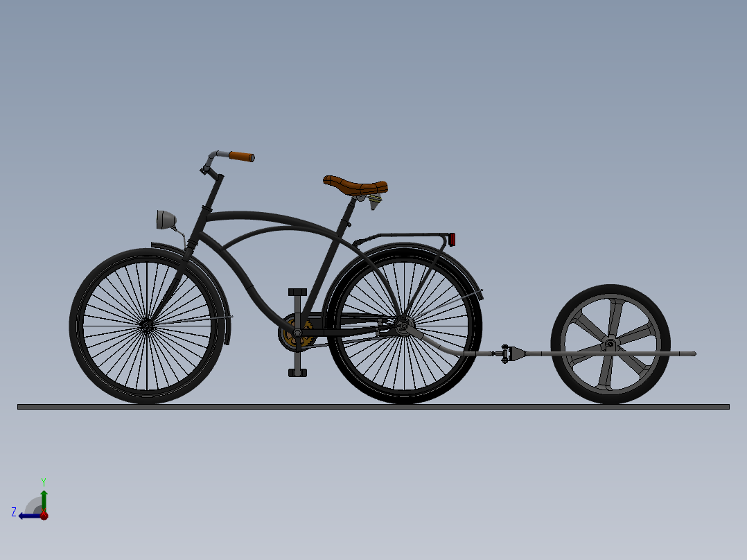 50---自行车拖车设计sw2010三维图纸模型设计图纸右视图
