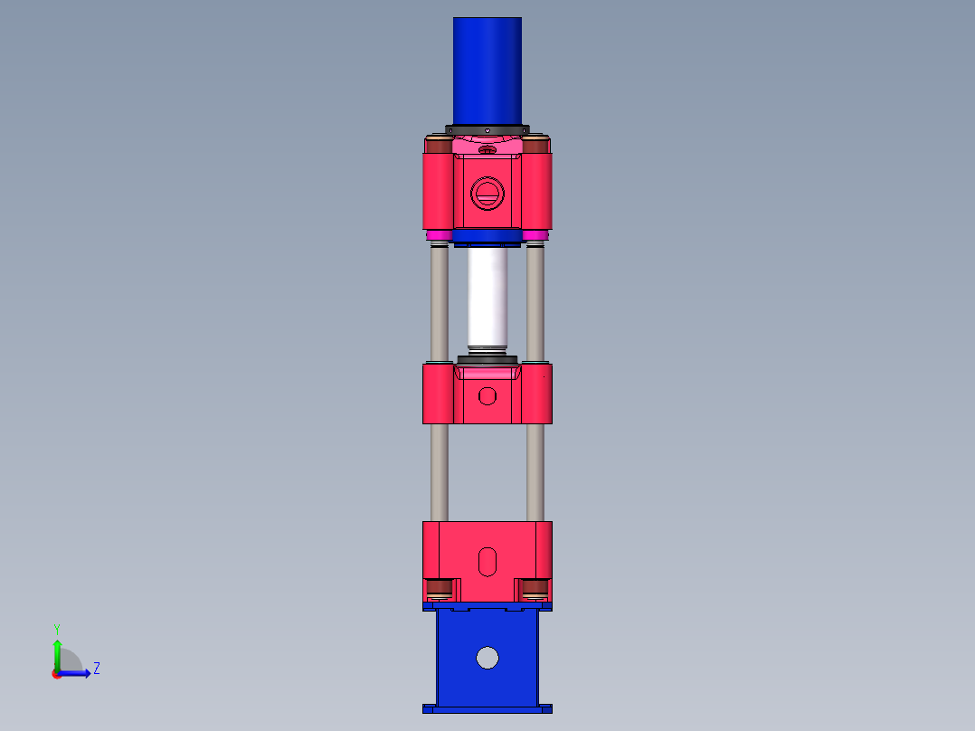 三梁四柱液压机-油压机三维模型SolidWorks左视图