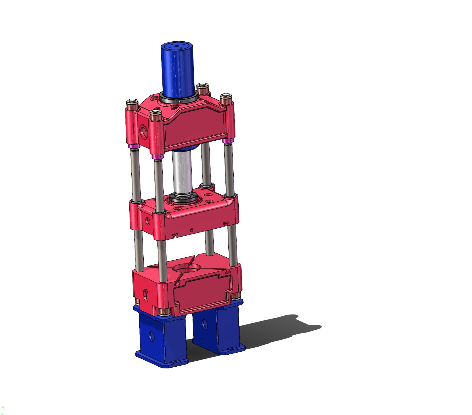 三梁四柱液压机-油压机三维模型SolidWorks