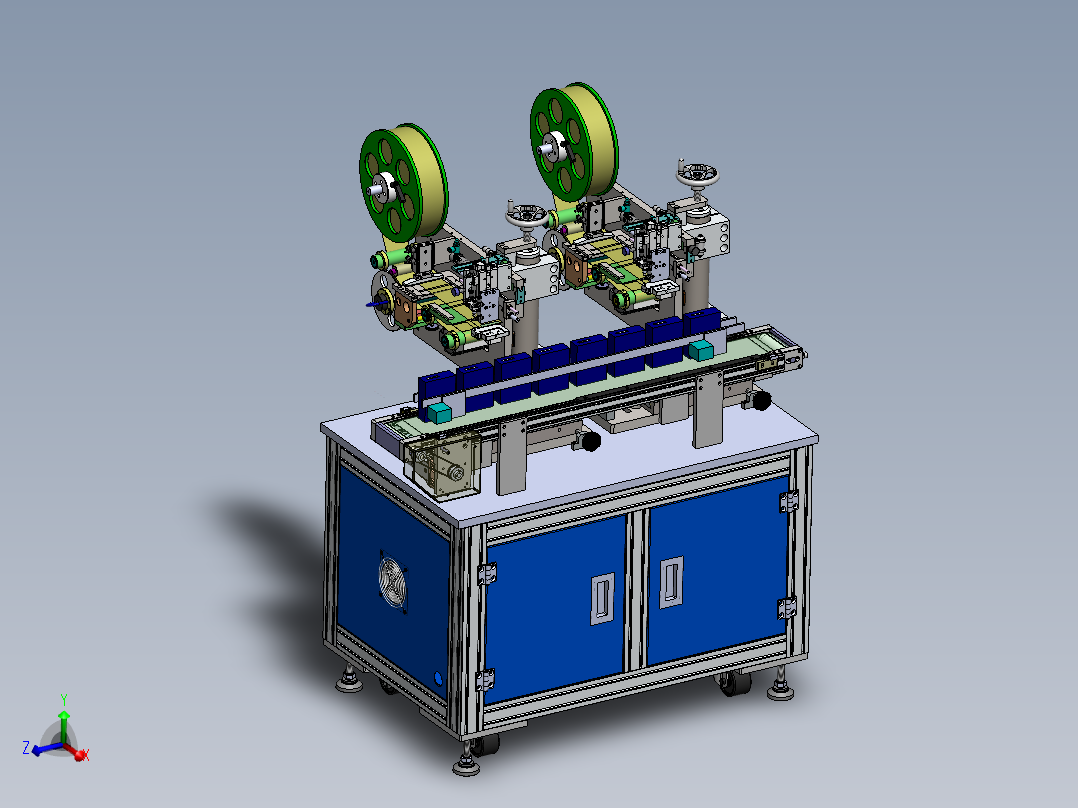 双头贴标机 3D图 机械设计自动化非标素材3D模型资料主视图