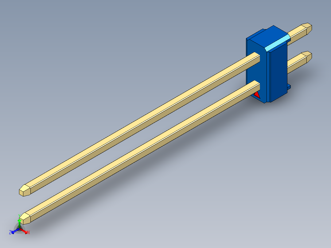 彩色公头100mil（2.54mm）系列-DS1021_blue_2x01p_100mil_Type43_rev1.0正等轴测图