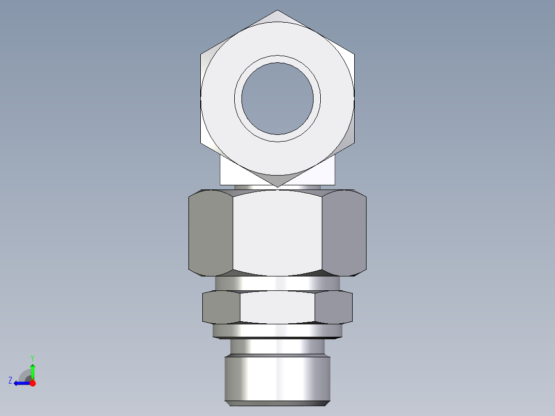 卡套式工业通用硬管接头EO_Assembled_adjustable_standpipe_branch_tee_EVT18LM71右视图