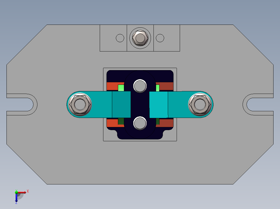 195摇臂轴座铣宽1.5mm槽夹具设计资料含三维+二维CAD+工序卡+说明书俯视图