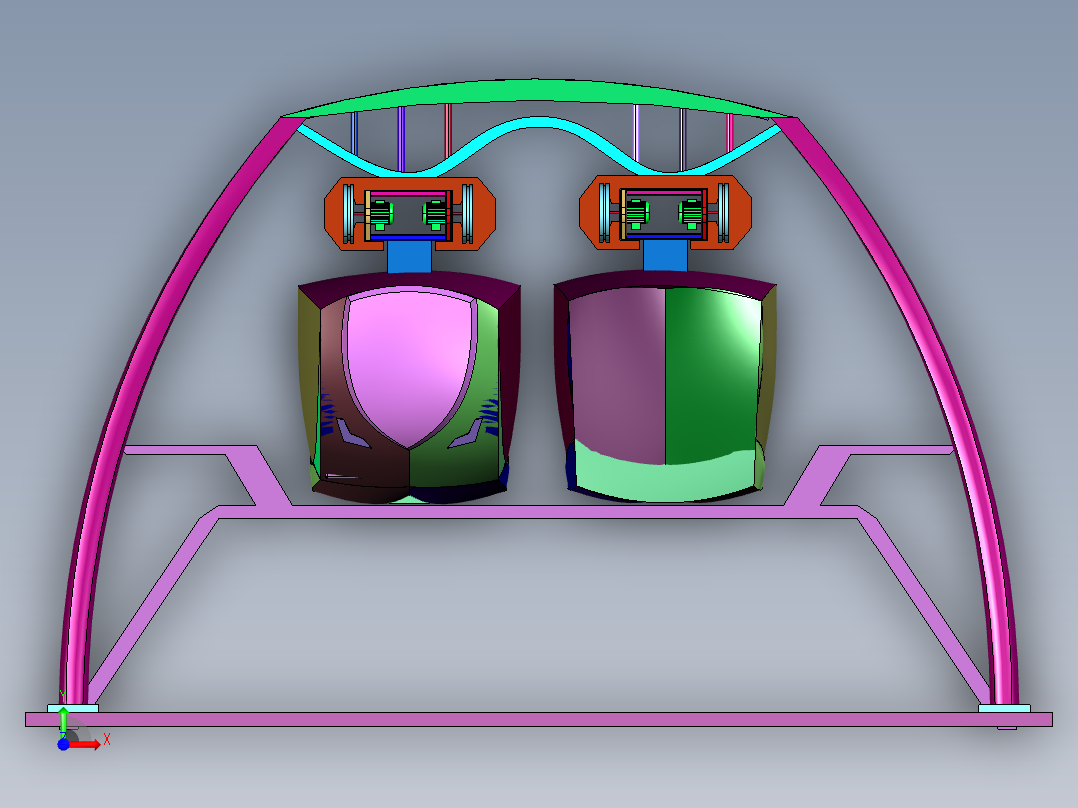 吊挂式轨道车辆用设备前视图