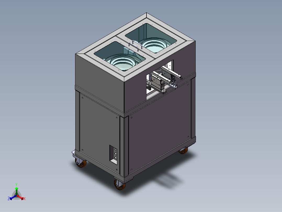 双通道震动盘上料机正等轴测图