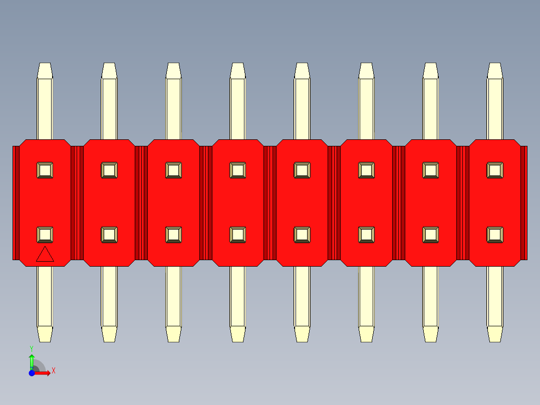 彩色公排针 100mil 2.54mm 系列-DS1022_red_16p_100mil_TypeSMT_rev1.0前视图