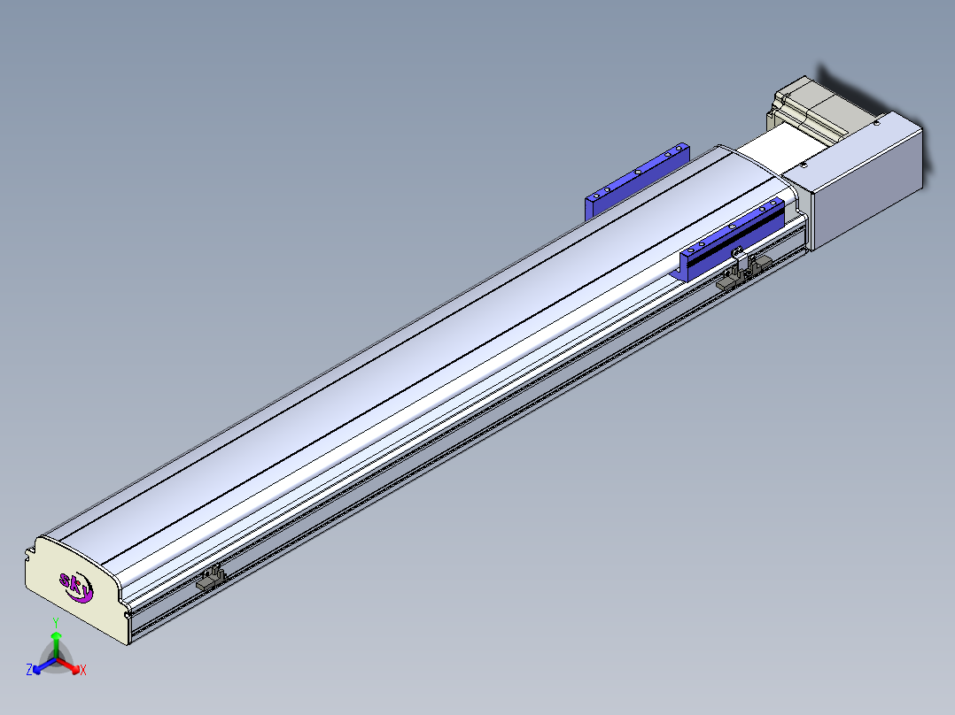 同步带滑台-半封闭B17H-L50-S850-R-P75-D3正等轴测图