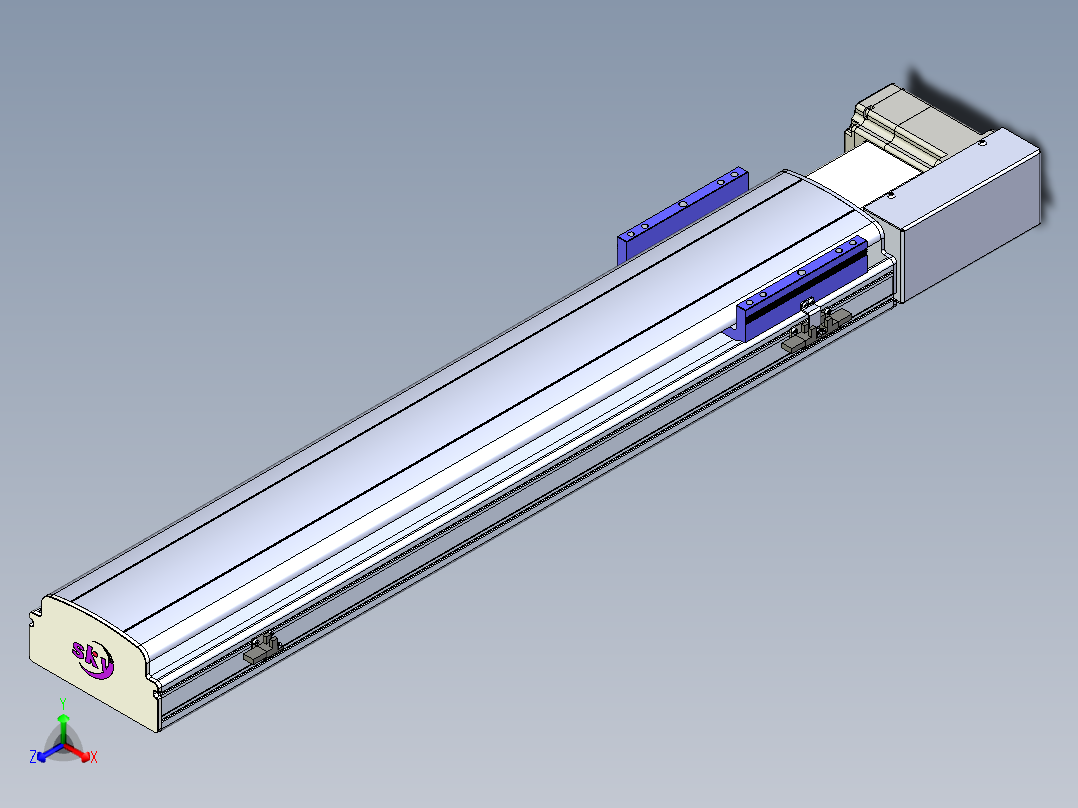 同步带滑台-半封闭B17H-L50-S700-R-P75-D3正等轴测图