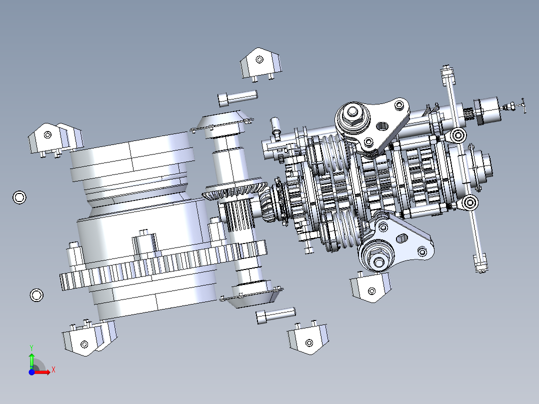 变速箱内部结构前视图