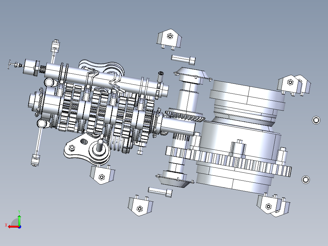 变速箱内部结构后视图