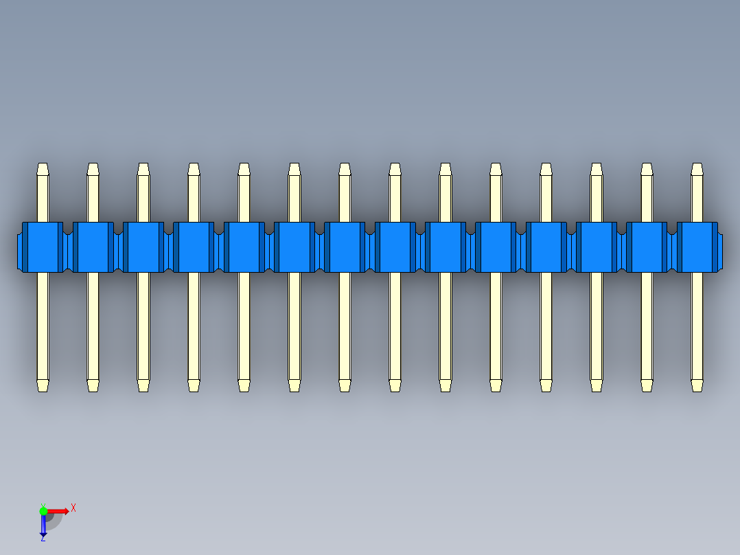 彩色公头100mil（2.54mm）系列-DS1021_blue_2x14p_100mil_Type1_rev1.0俯视图
