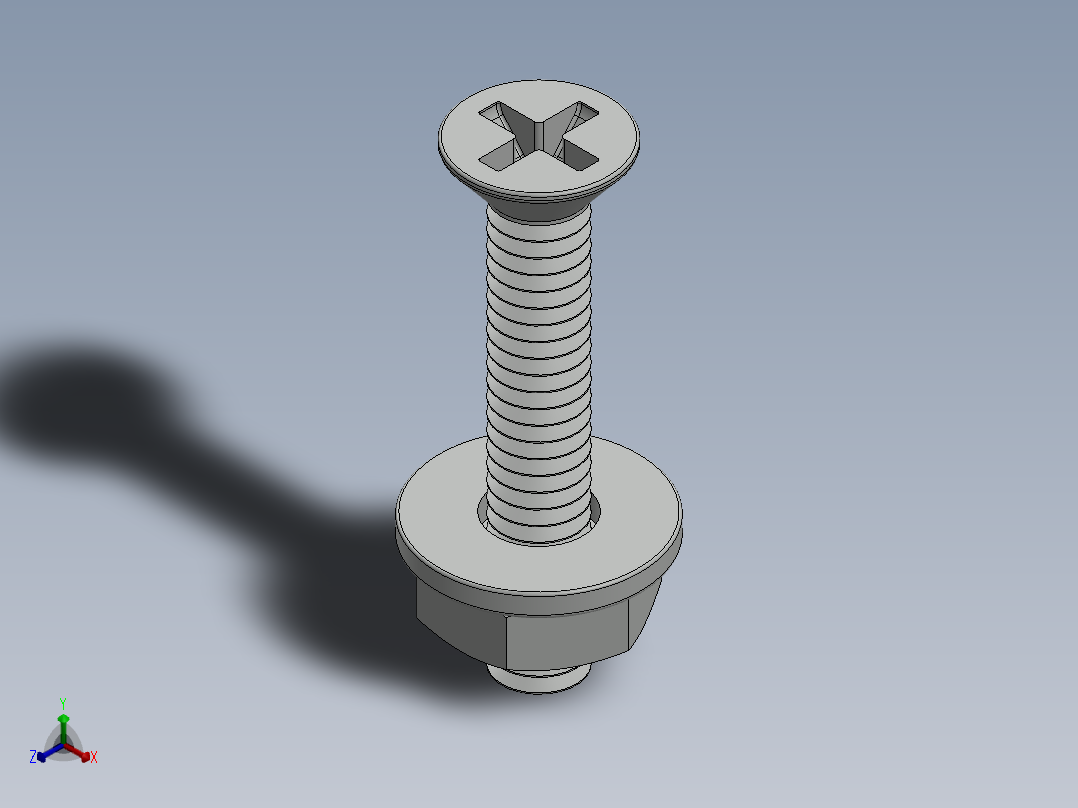 紧固件-No.8-32 Flathead-01正等轴测图