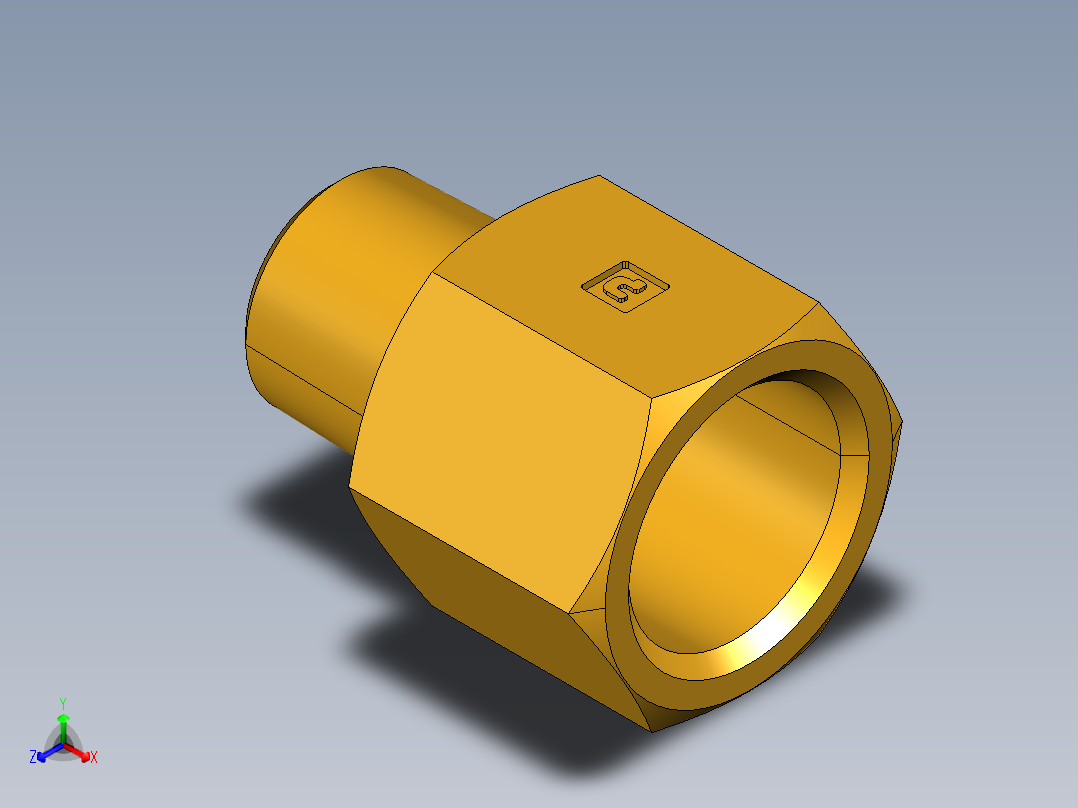 扩口式工业通用硬管接头Female Flare to Male Pipe Thread664FHD-8-6正等轴测图