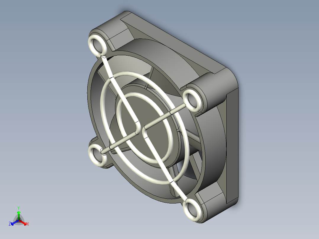 轴流风扇35x35x10毫米，带风扇罩正等轴测图