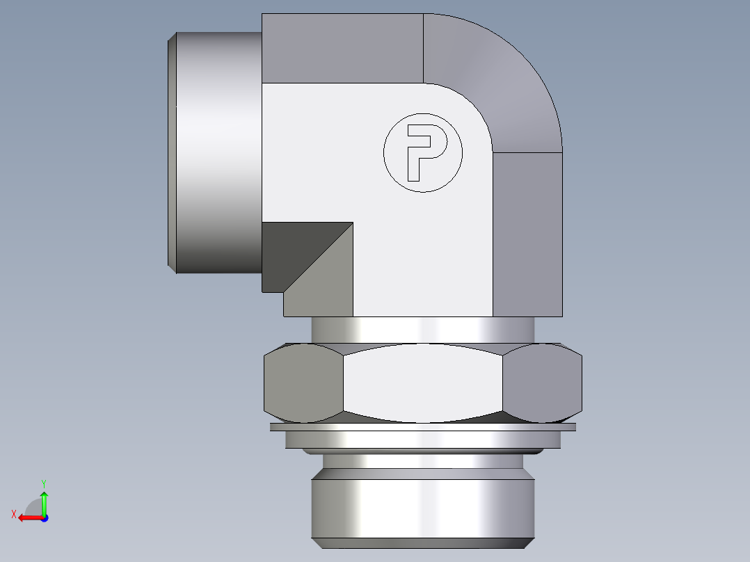 卡套式工业通用硬管接头EO_Adjustable_Locknut_elbow_WEE28LROMDCF后视图