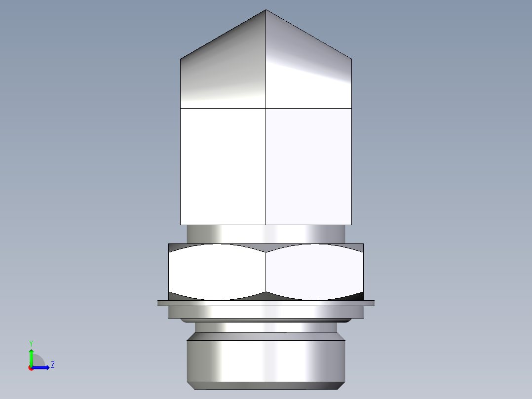 卡套式工业通用硬管接头EO_Adjustable_Locknut_elbow_WEE28LROMDCF左视图