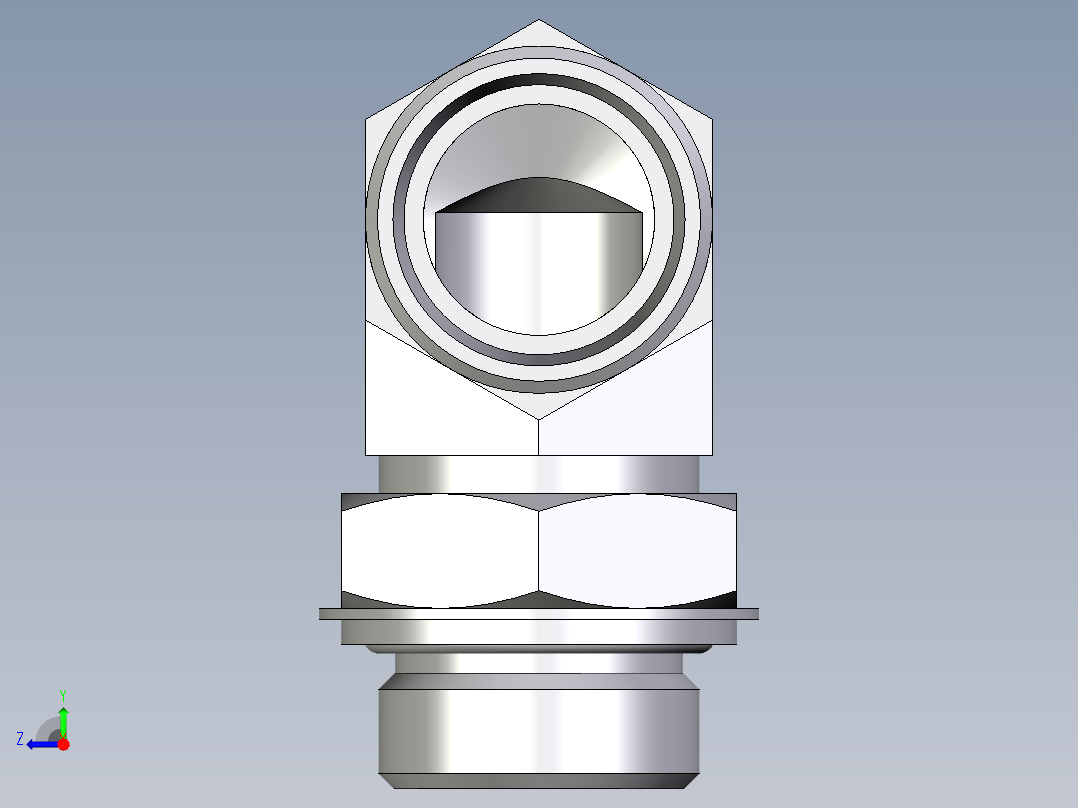 卡套式工业通用硬管接头EO_Adjustable_Locknut_elbow_WEE28LROMDCF右视图