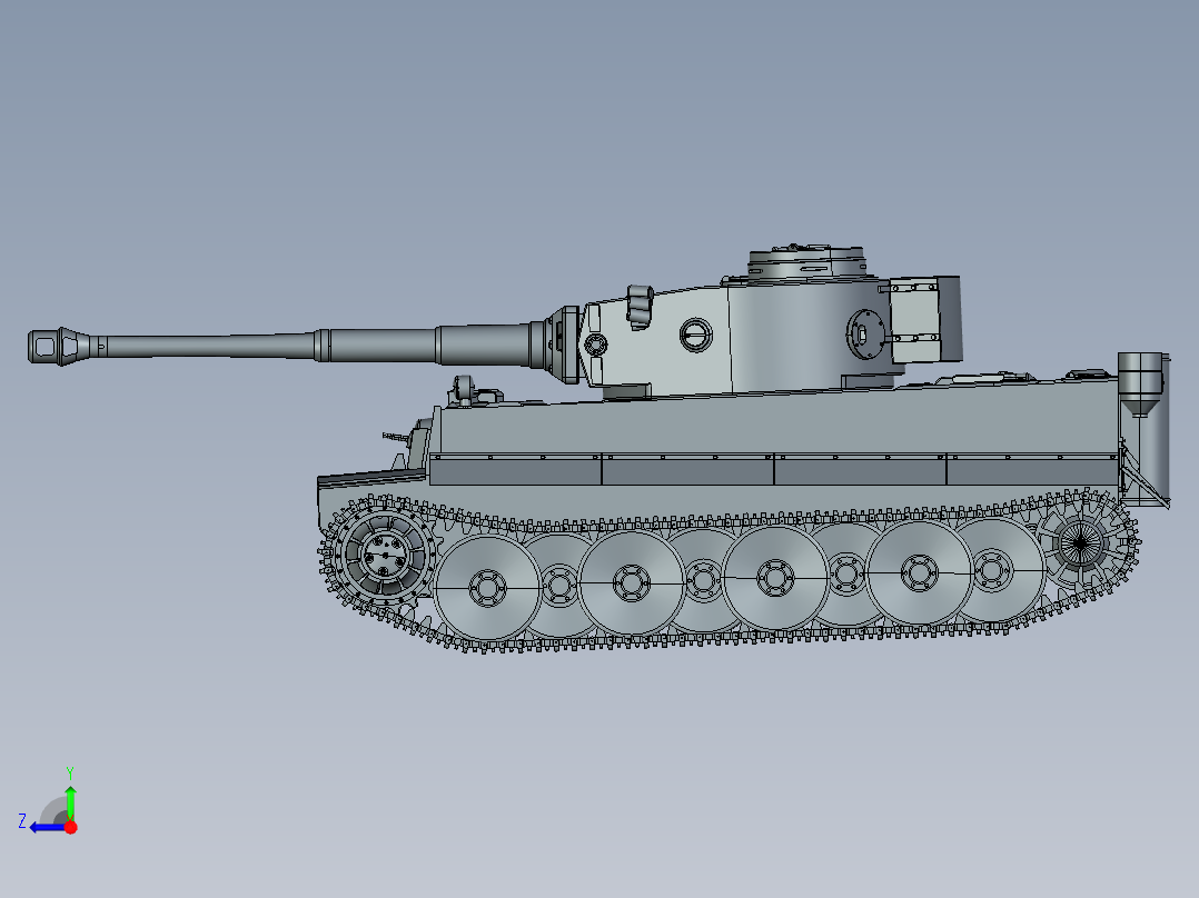 坦克战车tiger-tank CREO STP右视图