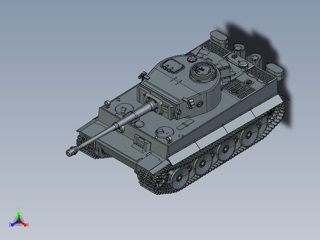 坦克战车tiger-tank CREO STP正等轴测图