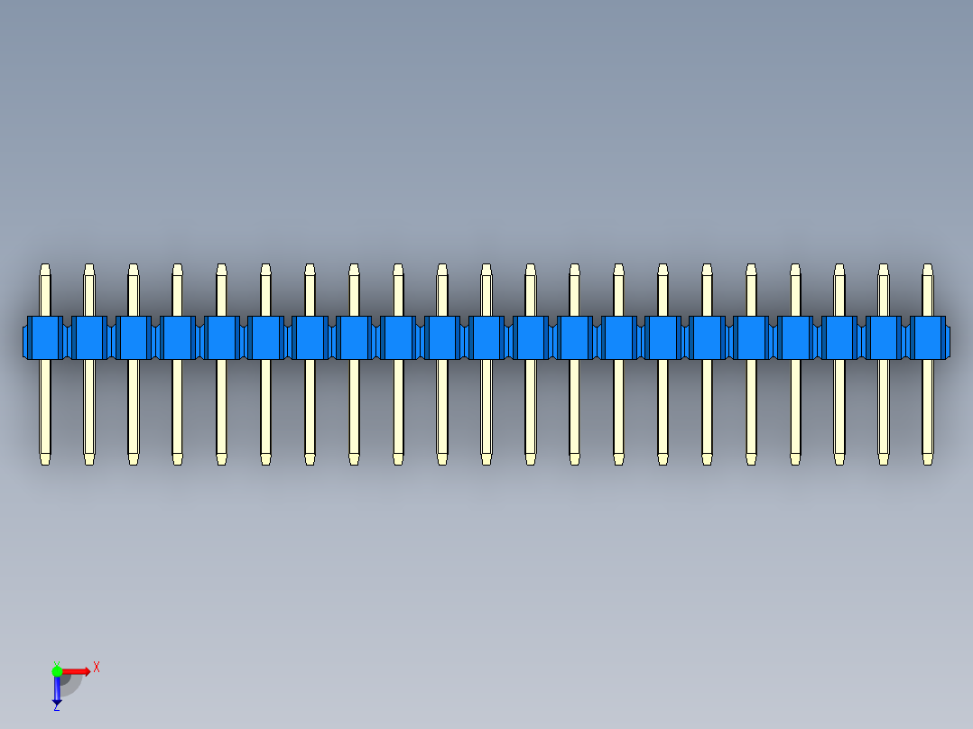 彩色公头100mil（2.54mm）系列-DS1021_blue_3x21p_100mil_Type1_rev1.0俯视图