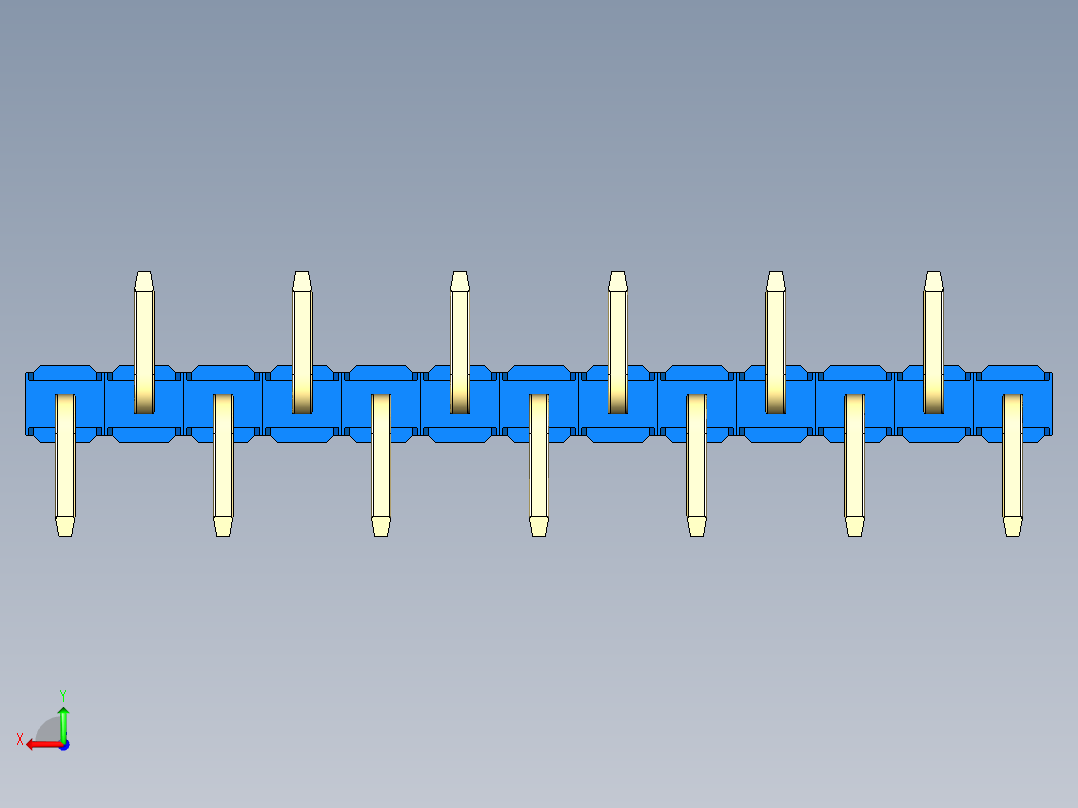 彩色公排针 100mil 2.54mm 系列-DS1022_blue_13p_100mil_Type_SMT_R2_rev1.0后视图
