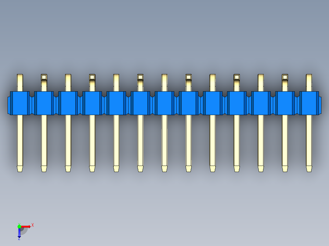 彩色公排针 100mil 2.54mm 系列-DS1022_blue_13p_100mil_Type_SMT_R2_rev1.0俯视图