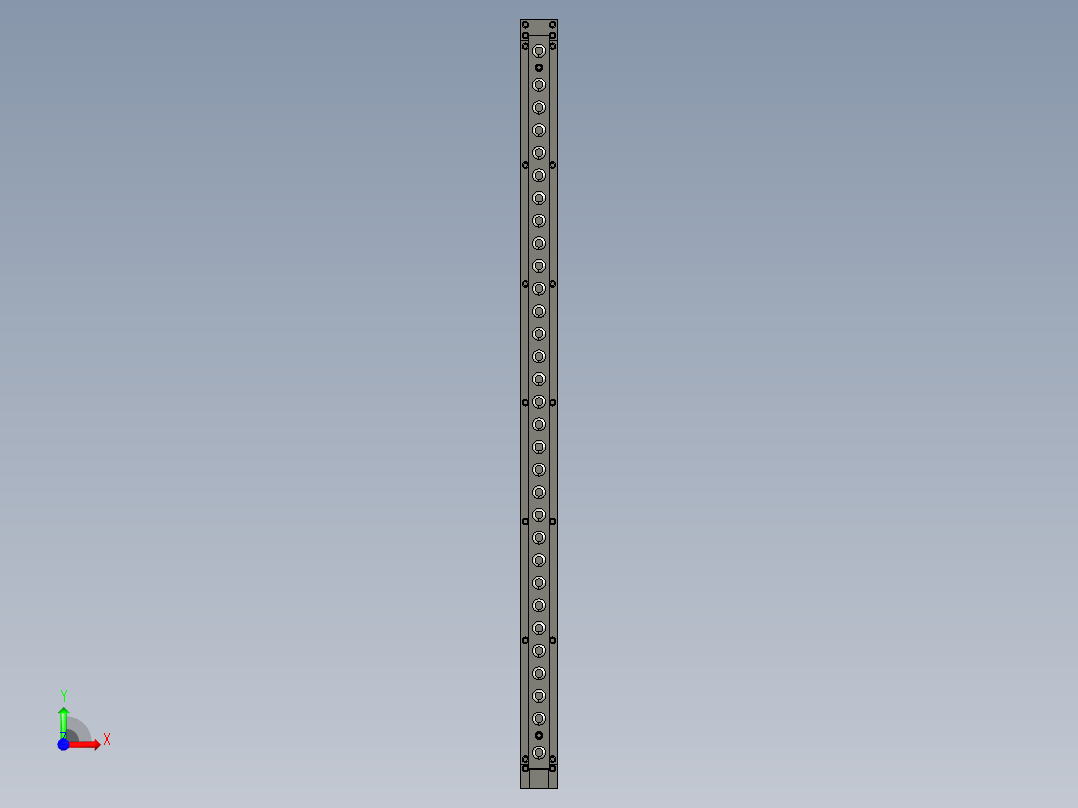 空氣浮上式萬向滾珠條(T溝型)AFU(A)-3D多系列多零件图纸模型前视图