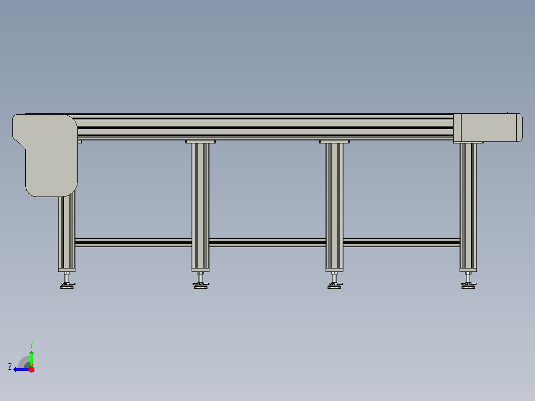 链板流水线右视图