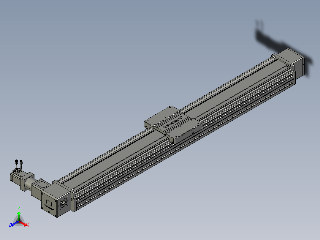 威洛博直线电机模组EB20-L224-S1600-R-ZP75-MS3-5K正等轴测图