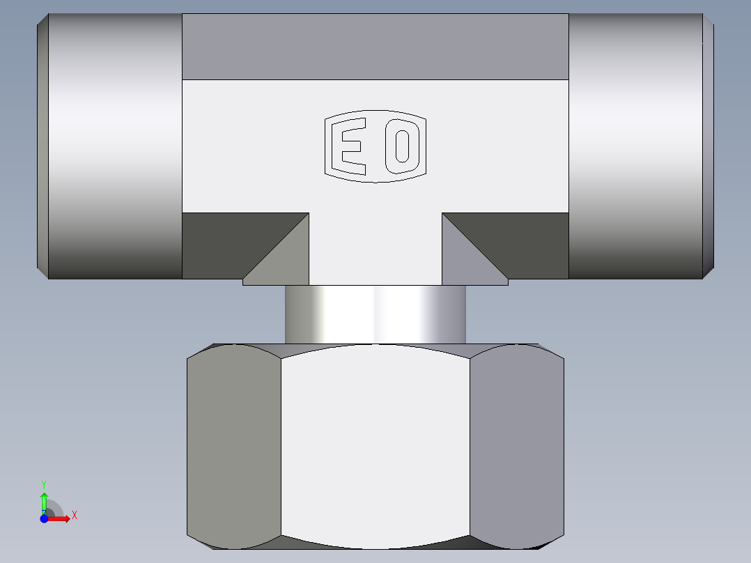 卡套式工业通用硬管接头EO_Standpipe_branch_tee_EVT15LOMD71前视图