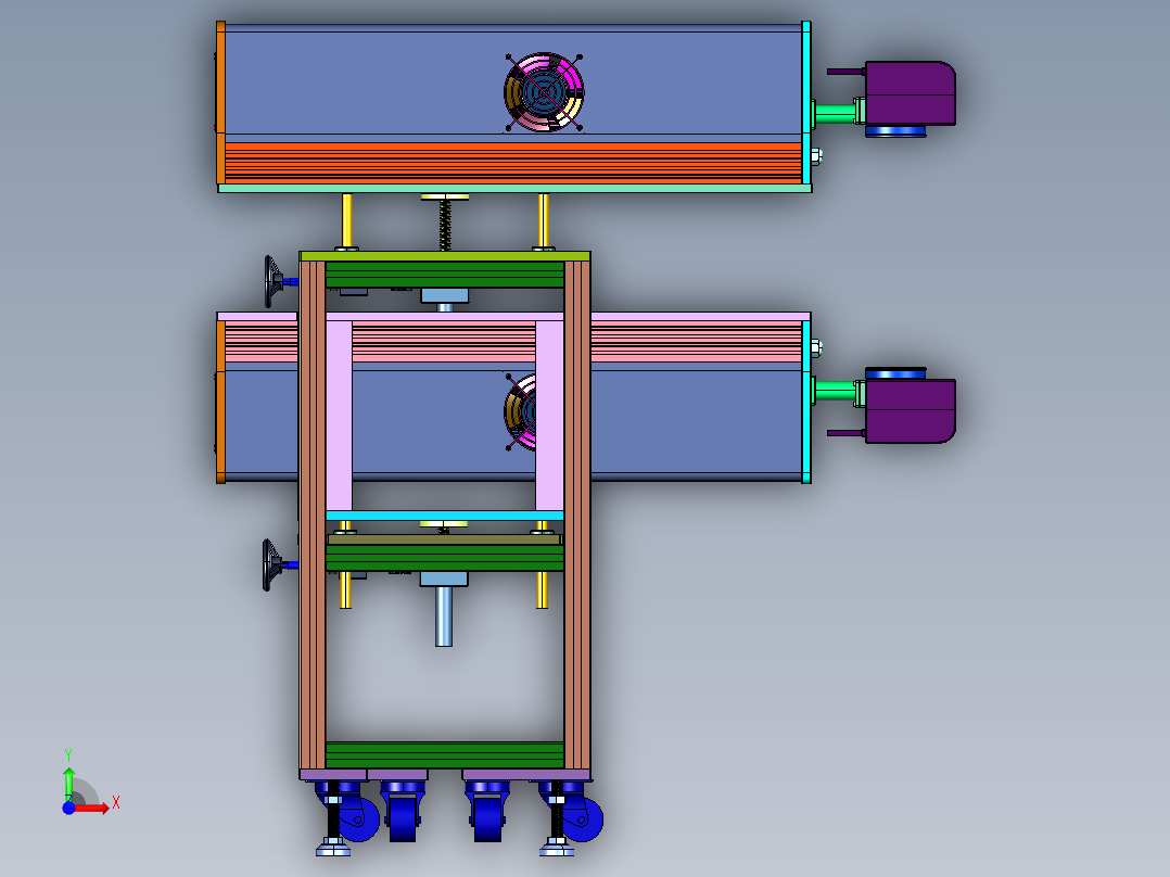 上下激光刀头同轴升降调整装置前视图