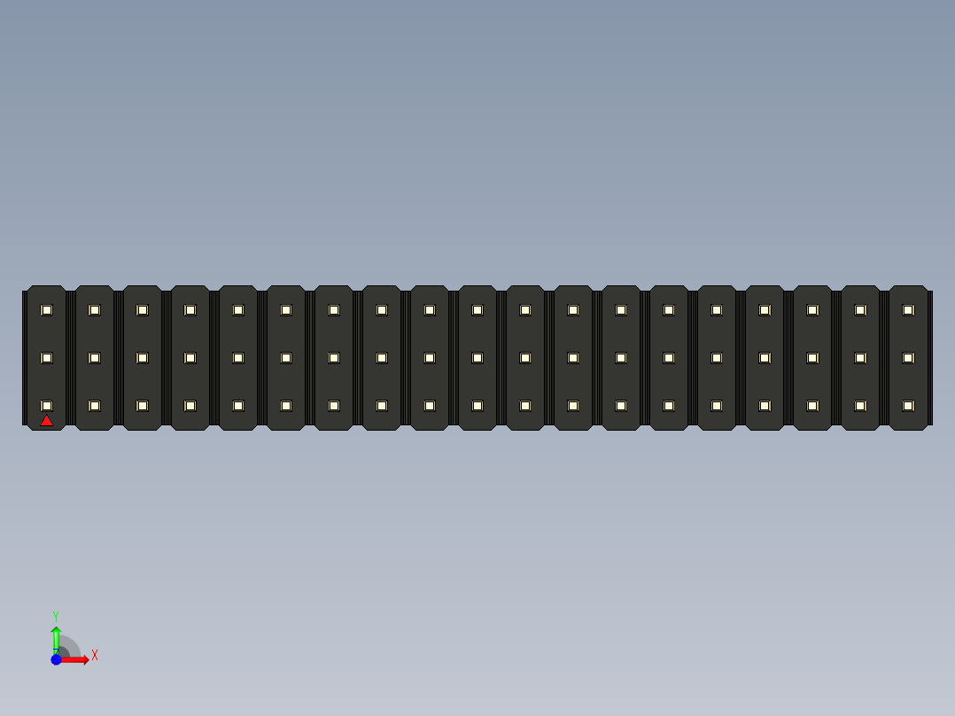 彩色公头100mil（2.54mm）系列-DS1021_black_3x19p_100mil_Type1_rev1.0前视图